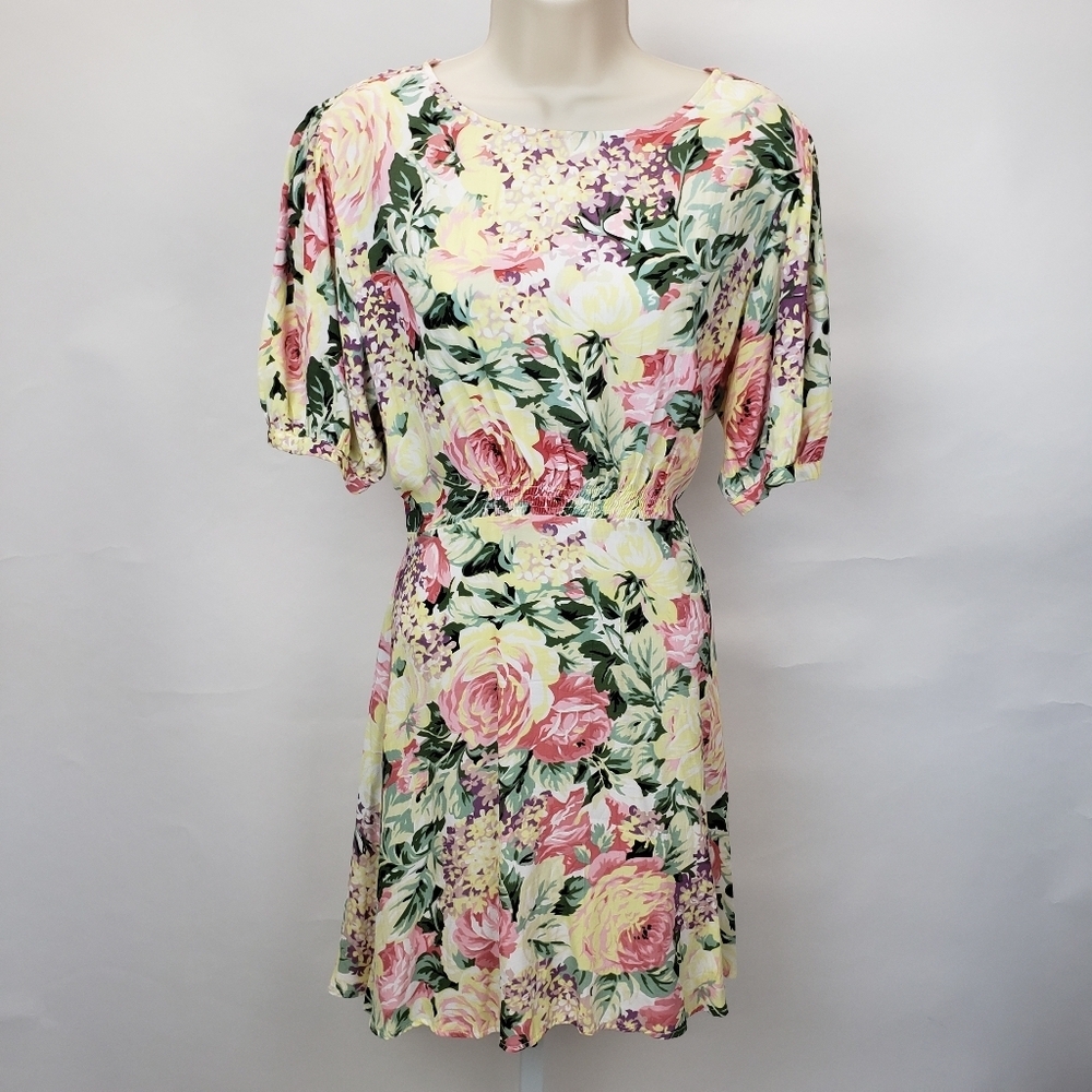 Faithfull the Brand Sidonie Mini Dress Venissa Floral Yellow Size Medium